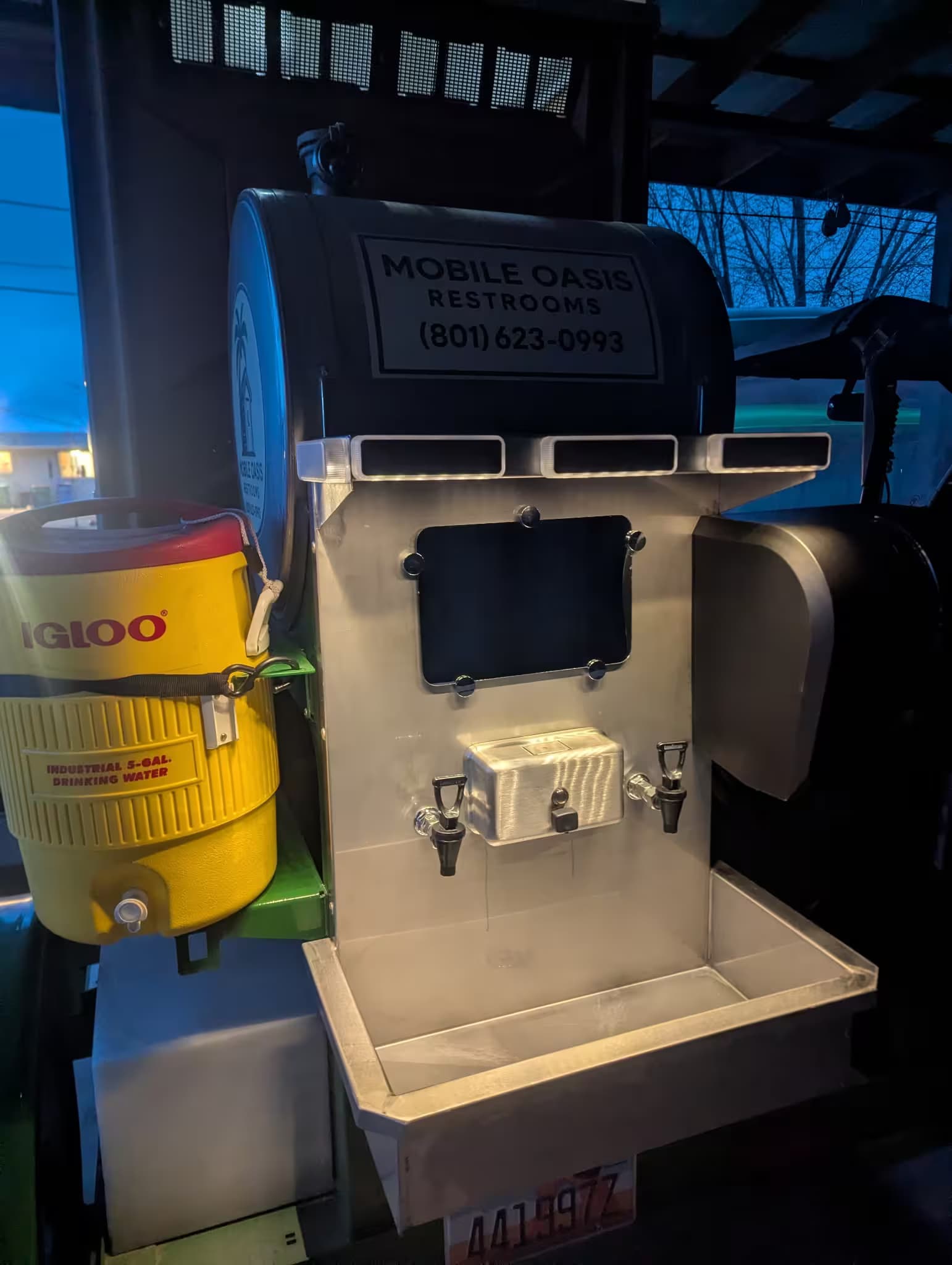 Wash station with soap and water